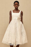 Silvana White Floral Lace Midi Dress
