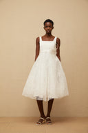 Silvana White Floral Lace Midi Dress