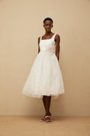 Silvana White Floral Lace Midi Dress