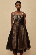 Silvana Black Floral Lace Midi Dress