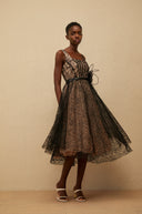 Silvana Black Floral Lace Midi Dress