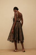 Silvana Black Floral Lace Midi Dress