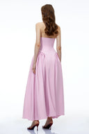 Sibylla Pink Halterneck Maxi Dress with Pearl Trim
