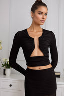 Abigail Black Open-Front Gathered Top