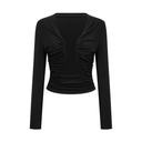 Abigail Black Open-Front Gathered Top