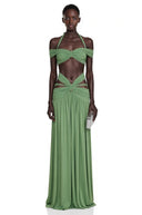 Maëlys Green Halterneck Bustier Top & Skirt Set