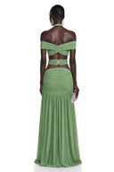 Maëlys Green Halterneck Bustier Top & Skirt Set