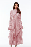 Beaune Pink Floral Lace Embellished Maxi Dress