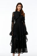 Beaune Black Floral Lace Embellished Maxi Dress