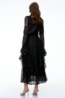 Beaune Black Floral Lace Embellished Maxi Dress