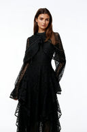 Beaune Black Floral Lace Embellished Maxi Dress