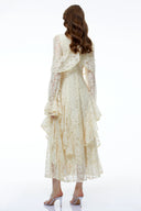 Beaune Yellow Floral Lace Embellished Maxi Dress