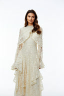 Beaune Yellow Floral Lace Embellished Maxi Dress