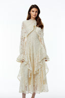 Beaune Yellow Floral Lace Embellished Maxi Dress