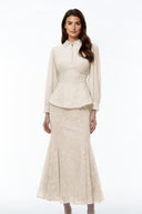 Claudine Neutrals Lace Panel Blouse & Skirt Set