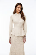 Claudine Neutrals Lace Panel Blouse & Skirt Set