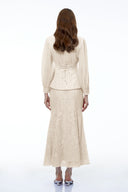 Claudine Neutrals Lace Panel Blouse & Skirt Set