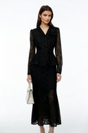 Gioia Black Lace Maxi Dress with 3D Florals