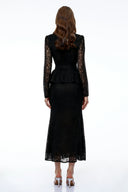 Gioia Black Lace Maxi Dress with 3D Florals