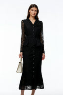 Gioia Black Lace Maxi Dress with 3D Florals