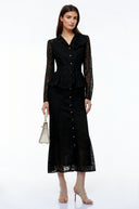 Gioia Black Lace Maxi Dress with 3D Florals
