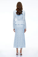 Gioia Blue Lace Maxi Dress with 3D Florals
