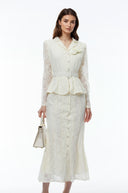 Gioia Cream Lace Maxi Dress with 3D Florals