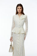 Gioia Cream Lace Maxi Dress with 3D Florals