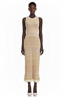 Crispina Cream Zigzag Weave Round Neck Maxi Dress
