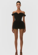 Séraphine Black Floral Corset & Skirt Set With Sequined