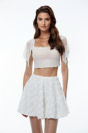 Laetitia Pink Semi-sheer Lace Trim Top