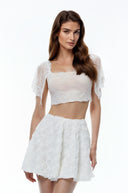 Laetitia Pink Semi-sheer Lace Trim Top
