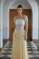 Nonna Yellow Embellished Maxi Gown