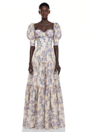 Zadar Purple Floral Print Ruffled Maxi Dress