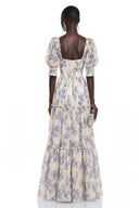 Zadar Purple Floral Print Ruffled Maxi Dress