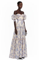 Zadar Purple Floral Print Ruffled Maxi Dress