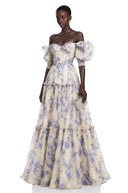 Zadar Purple Floral Print Ruffled Maxi Dress