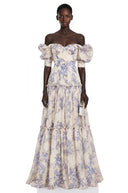 Zadar Purple Floral Print Ruffled Maxi Dress