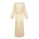 Renata Yellow Lantern Sleeve Pleated Maxi Dress