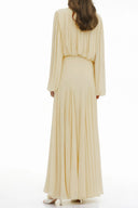 Renata Yellow Lantern Sleeve Pleated Maxi Dress