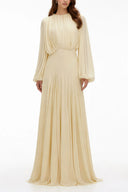 Renata Yellow Lantern Sleeve Pleated Maxi Dress