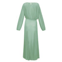 Renata Green Lantern Sleeve Pleated Maxi Dress