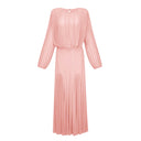 Renata Pink Lantern Sleeve Pleated Maxi Dress