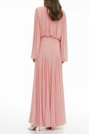 Renata Pink Lantern Sleeve Pleated Maxi Dress