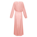 Renata Pink Lantern Sleeve Pleated Maxi Dress