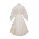 Edith Cream White Draped Tulle Maxi Dress