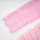 Adeline Pink Ribbon Detail Floral Lace Midi Dress