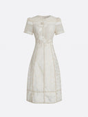 Xylia floral appliqué openwork midi dress