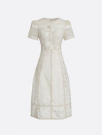 Xylia floral appliqué openwork midi dress