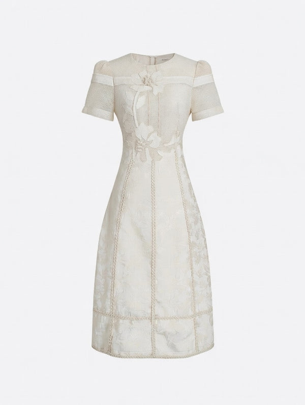 Xylia floral appliqué openwork midi dress